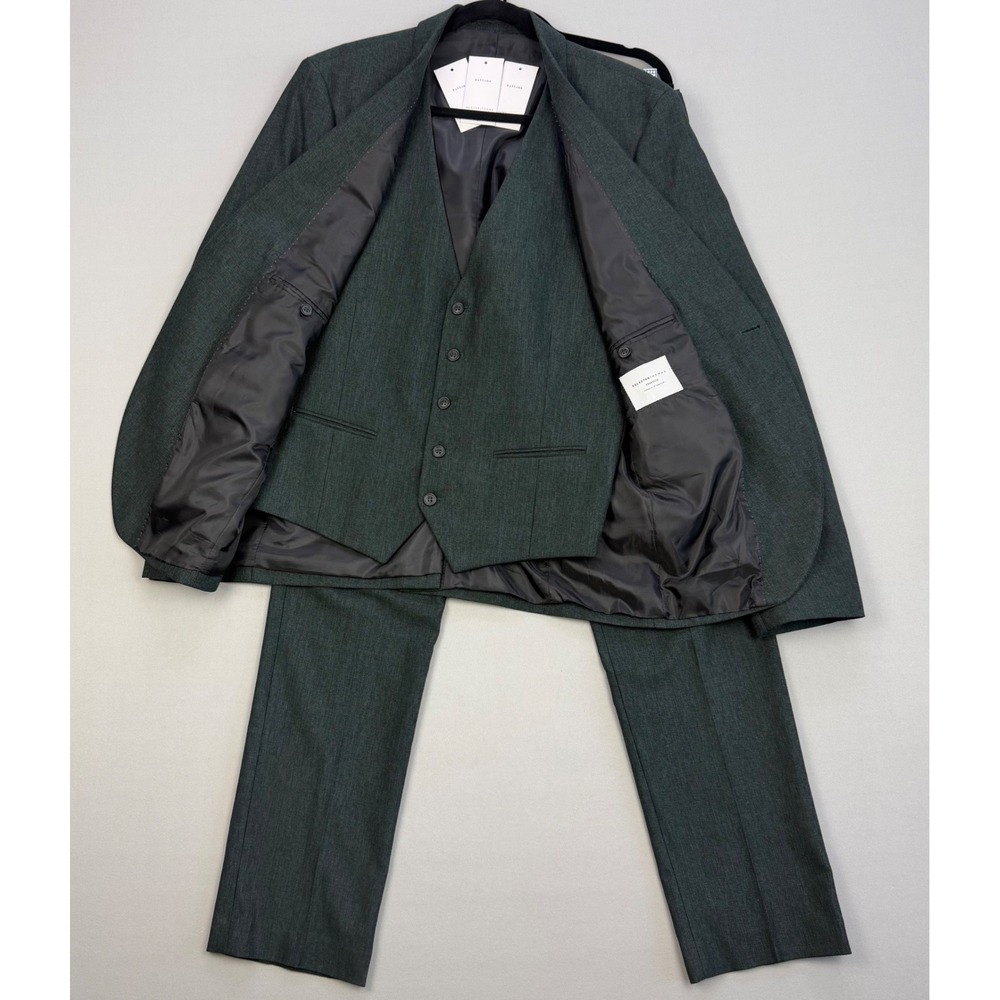 3 Piece Suit Preppy Old Money Dark Academia Fall Wedding Forest Green 42R/34R